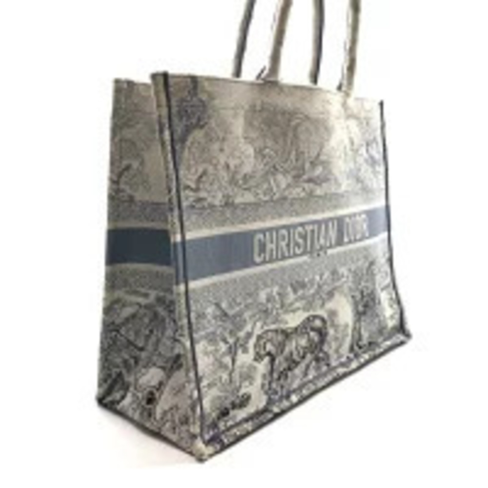 Dior Canvas de Embroidery Toile Tote Jouy Bag Book